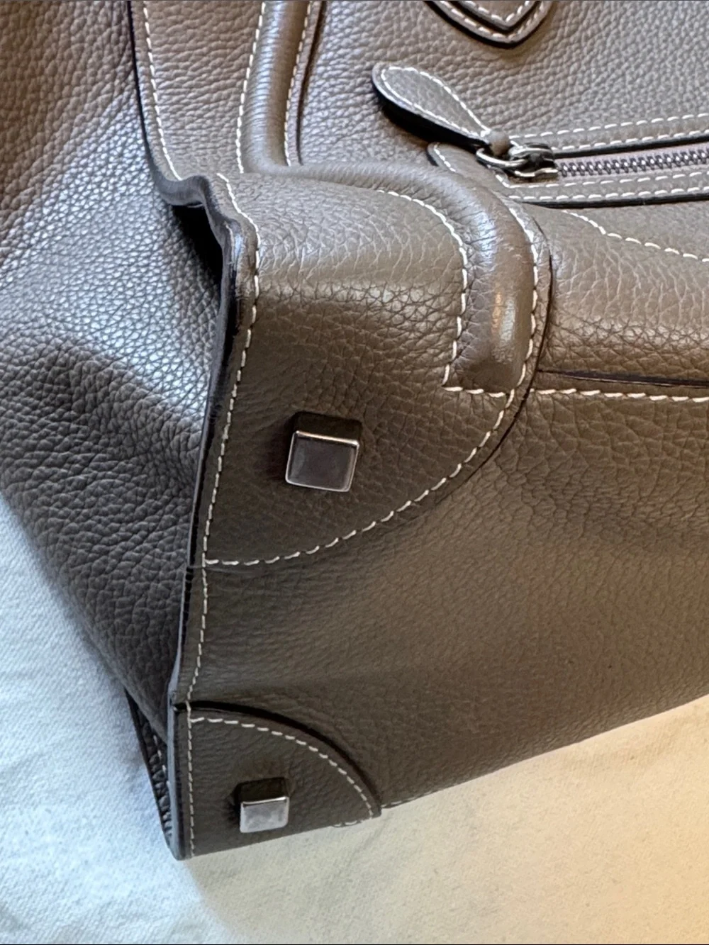 Celine Taupe Brown Souris Leather Mini Luggage Tote